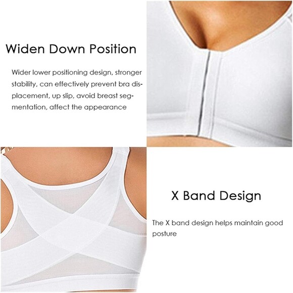 Front Closure Bra 4XL Set Of 2 Wire Free Posture Support Back Shoulder - Picture 4 of 16